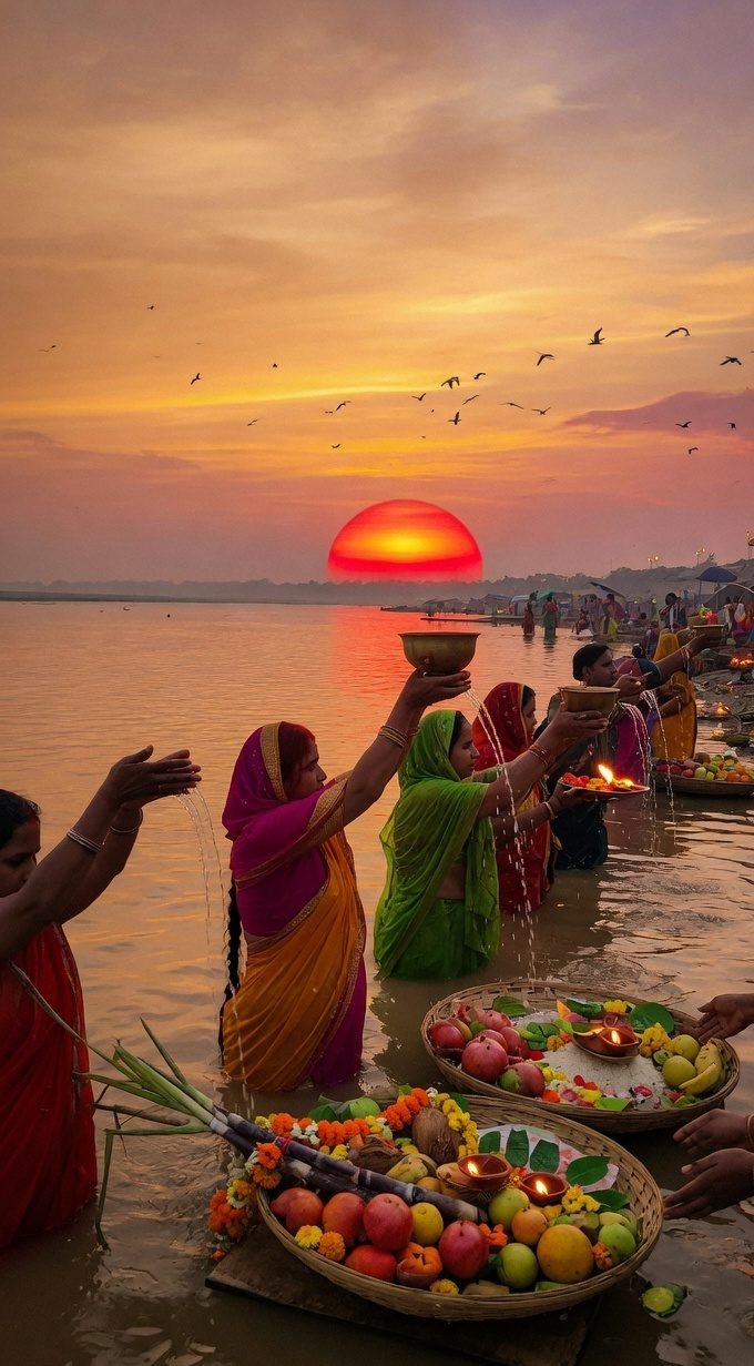 Chhath Puja offering to the sun